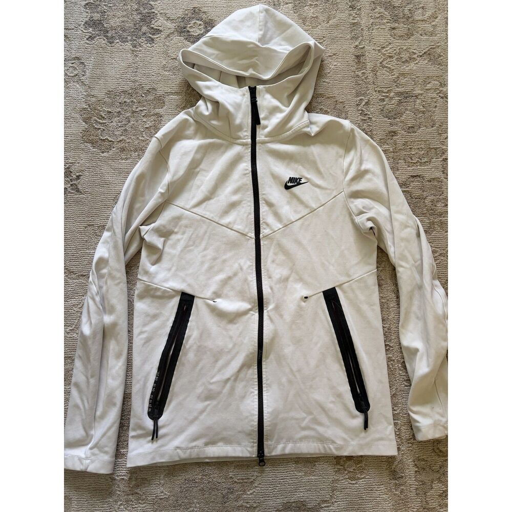 Nike White Sportswear Tech Fleece Full-zip Casual Workout Athleisure Hoodie